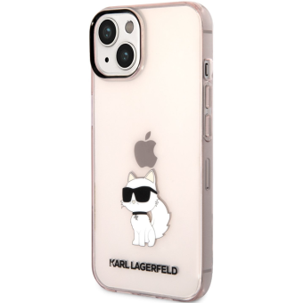 Plastové puzdro Karl Lagerfeld na Apple iPhone 14 Pro Max KLHCP14XHNCHTCP Translucent Choupette NFT ružové