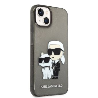 Plastové puzdro Karl Lagerfeld na Apple iPhone 14 Pro Max KLHCP14XHNKCTGK Translucent Karl and Choupette NFT čierne