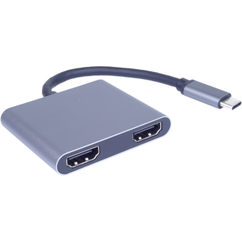 Adaptér PremiumCord MST USB-C na 2x HDMI, USB3.0, PD, rozlíšenie 4K a FULL HD 1080p
