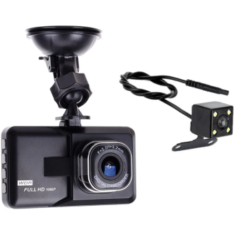 Predná a zadná auto kamera Car Dash Cam DVR-02, 3.0", čierna