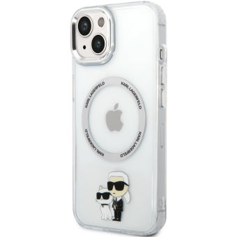 Plastové puzdro Karl Lagerfeld na Apple iPhone 13 KLHMP13MHNKCIT IML Karl and Choupette NFT MagSafe transparentné