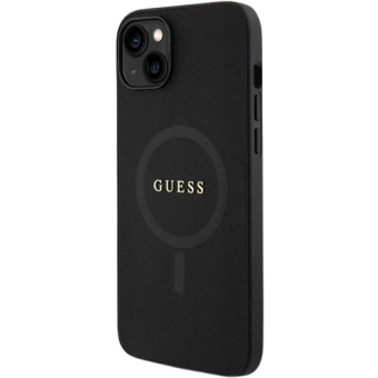 Plastové puzdro Guess na Apple iPhone 15 GUHMP15SPSAHMCK Saffiano MagSafe čierne