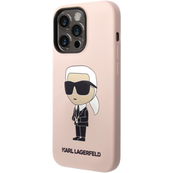 Silikónové puzdro Karl Lagerfeld na Apple iPhone 15 Pro KLHCP15LSNIKBCP Liquid Silicone Ikonik NFT ružové