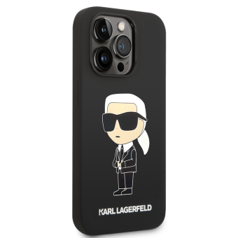 Silikónové puzdro Karl Lagerfeld na Apple iPhone 15 Pro KLHCP15LSNIKBCK Liquid Silicone Ikonik NFT čierne