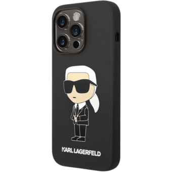 Silikónové puzdro Karl Lagerfeld na Apple iPhone 15 Pro KLHCP15LSNIKBCK Liquid Silicone Ikonik NFT čierne