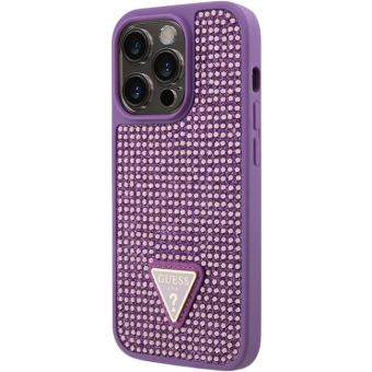 Guess Rhinestones Triangle Metal Logo Apple iPhone 15 Pro GUHCP15LHDGTPU Purple