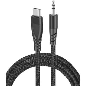 Kábel Sturdo USB-C/3.5mm, 1m, opletený, čierny