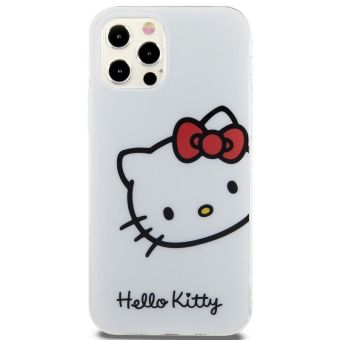 Plastové puzdro Hello Kitty na Apple iPhone 12/12 Pro HKHCP12MHCKHST IML Head Logo biele