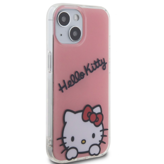 Plastové puzdro Hello Kitty na Apple iPhone 15 HKHCP15SHKDSP IML Daydreaming Logo ružové