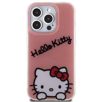 Plastové puzdro Hello Kitty na Apple iPhone 15 Pro HKHCP15LHKDSP IML Daydreaming Logo ružové