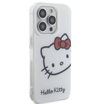 Plastové puzdro Hello Kitty na Apple iPhone 13 Pro HKHCP13LHCKHST IML Head Logo biele