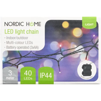 DELTACO LGT-106 NORDIC HOME, Vianočné osvetlenie reťaz, 3m, IP44, RGB, časovač