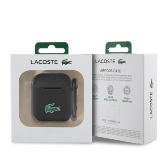 Silikónové puzdro Lacoste na Apple AirPods 1/2 LCA2SLOK Liquid Silicone Croc Logo čierne