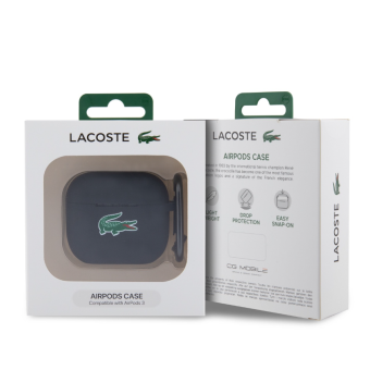 Silikónové puzdro Lacoste na Apple AirPods 3 LCA3SLOK Liquid Silicone Croc Logo čierne
