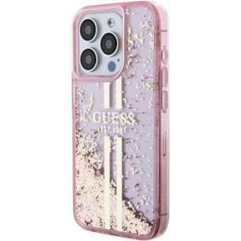 Guess PC/TPU Liquid Glitter Gold Stripe Apple iPhone 15 Pro GUHCP15LLFCSEGP Pink