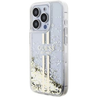 Guess PC/TPU Liquid Glitter Gold Stripe Apple iPhone 15 Pro GUHCP15LLFCSEGT Transparent