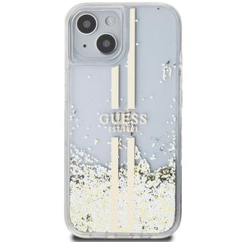 Guess PC/TPU Liquid Glitter Gold Stripe Apple iPhone 15 Plus GUHCP15MLFCSEGT Transparent