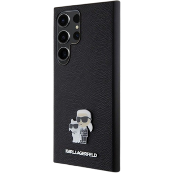Plastové puzdro Karl Lagerfeld na Samsung Galaxy S24 Ultra 5G S928 KLHCS24LPSAKCMPK PU Saffiano Metal Karl and Choupette čierne