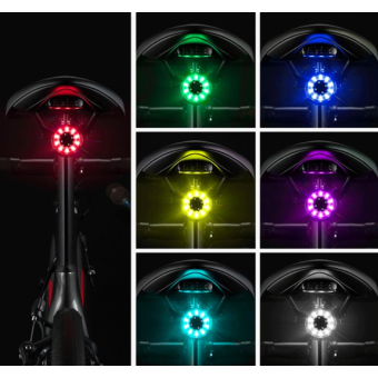 Rockbros Q1, zadné svetlo, 7 farieb, LED + USB-C-USB-A kábel, čierne