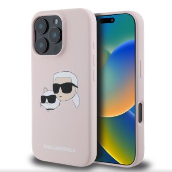 Karl Lagerfeld Liquid Silicone Double Heads MagSafe Apple iPhone 16 Pro KLHMP16LSKCHPPLP Pink