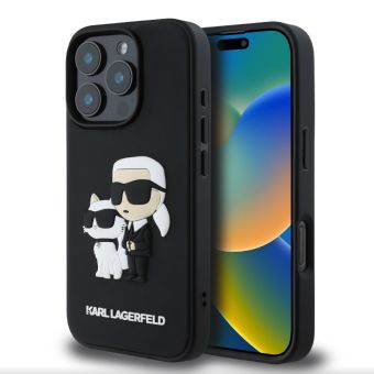 Karl Lagerfeld 3D Rubber Karl and Choupette Apple iPhone 16 Pro Max KLHCP16X3DRKCNK Black