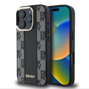 DKNY PU Leather Checkered Pattern Magsafe Apple iPhone 16 Pro Max DKHMP16XPCPVSLK Black