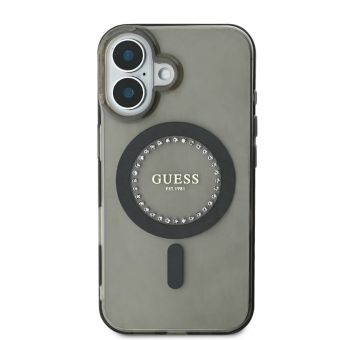 Guess IML Rhinestones Ring MagSafe Apple iPhone 16 GUHMP16SPFTDTEK Black