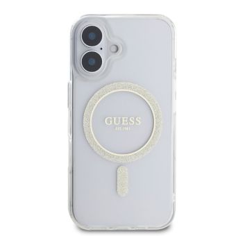 Guess IML Glitter Ring MagSafe Apple iPhone 16 GUHMP16SHFGERET Transparent