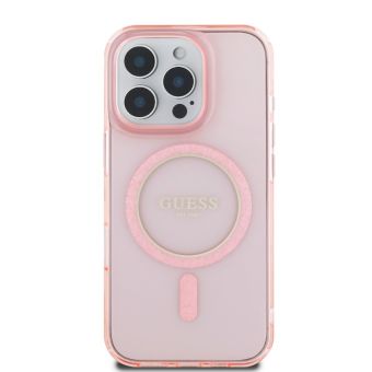 Guess IML Glitter Ring MagSafe Apple iPhone 16 Pro GUHMP16LHFGEREP Pink