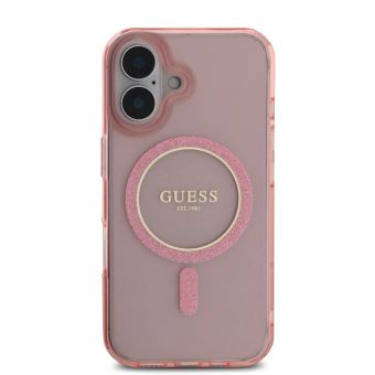 Guess IML Glitter Ring MagSafe Apple iPhone 16 GUHMP16SHFGEREP Pink