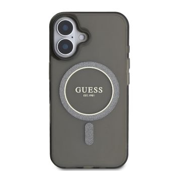 Guess IML Glitter Ring MagSafe Apple iPhone 16 GUHMP16SHFGEREK Black