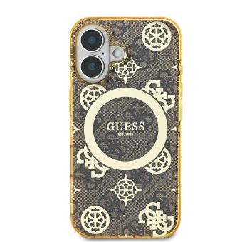 Guess IML 4G Peony MagSafe Apple iPhone 16 GUHMP16SH4PYEEW Brown