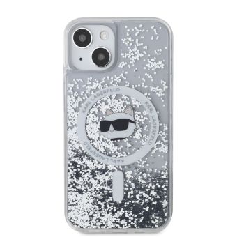 Karl Lagerfeld Liquid Glitter Choupette Head Magsafe Apple iPhone 15 KLHMP15SLGCHSGH Transparent