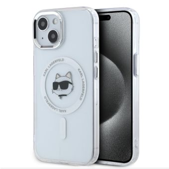 Karl Lagerfeld IML Choupette Head Metal Frame MagSafe Apple iPhone 15 KLHMP15SHLSCHH Transparent