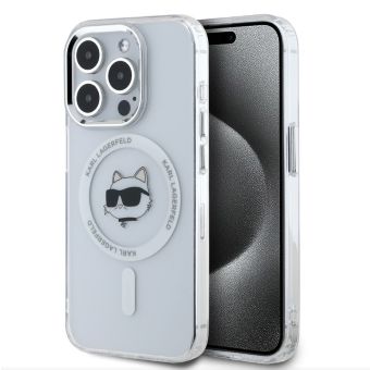 Karl Lagerfeld IML Choupette Head Metal Frame MagSafe Apple iPhone 15 Pro KLHMP15LHLSCHH Transparent