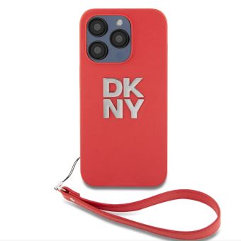 DKNY PU Leather Stack Logo Wrist Strap Apple iPhone 15 Pro DKHCP15LPBSWSP Pink