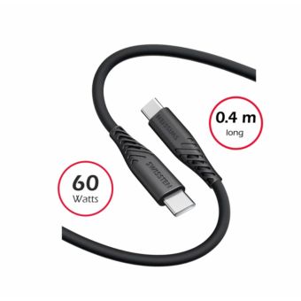 SWISSTEN SOFT SILICONE USB-C/USB-C 3A 60W 0,4m čierny