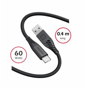 SWISSTEN SOFT SILICONE USB-A/USB-C 3A 60W 0,4 M čierny