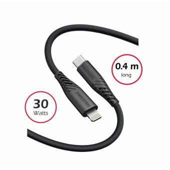 SWISSTEN SOFT SILICONE USB-C/LIGHTNING 3A 30W 0,4 M čierny