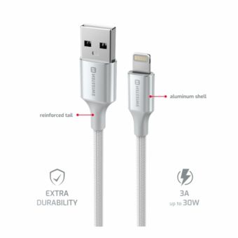 SWISSTEN TEXTILE II USB-A/Lightning 30W 3A 1,5m biely