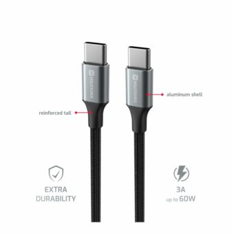 SWISSTEN TEXTILE II USB-C/USB-C 60W 3A 1,5m čierny