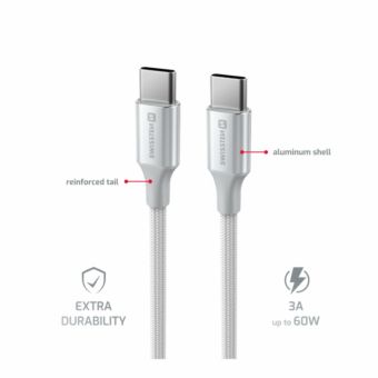 SWISSTEN TEXTILE II USB-C/USB-C 60W 3A 1,5m biely