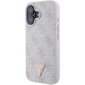 Guess PU 4G Strass Triangle Metal Logo Apple iPhone 16 GUHCP16SP4TDPP Pink