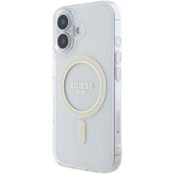 Guess IML Glitter Ring MagSafe Apple iPhone 16 Plus GUHMP16MHFGERET Transparent