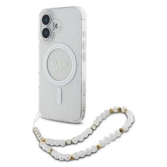 Guess IML Glitter Beads Strap MagSafe Apple iPhone 16 GUHMP16SHGCRELST Transparent