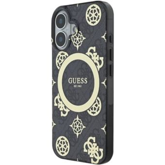 Guess IML 4G Peony MagSafe Apple iPhone 16 GUHMP16SH4PYEEK Black