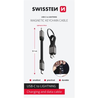 SWISSTEN MAGNETICKÝ KEYCHAIN kábel USB-C/LIGHTNING 9.7cm 27W 3A