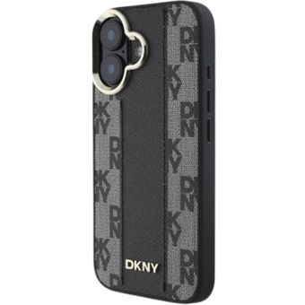 DKNY PU Leather Checkered Pattern Magsafe Apple iPhone 16 DKHMP16SPCPVSLK Black