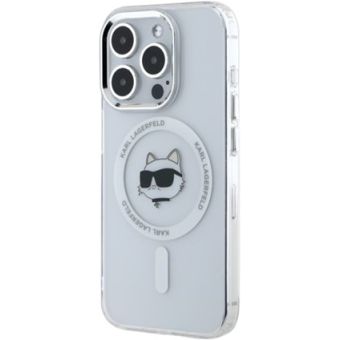 Karl Lagerfeld IML Choupette Head Metal Frame MagSafe Apple iPhone 15 Pro KLHMP15LHLSCHH Transparent