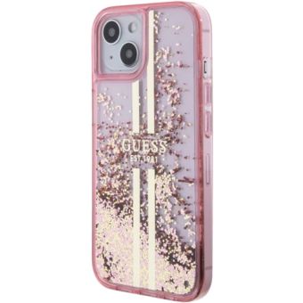 Guess PC/TPU Liquid Glitter Gold Stripe Apple iPhone 15 GUHCP15SLFCSEGP Pink